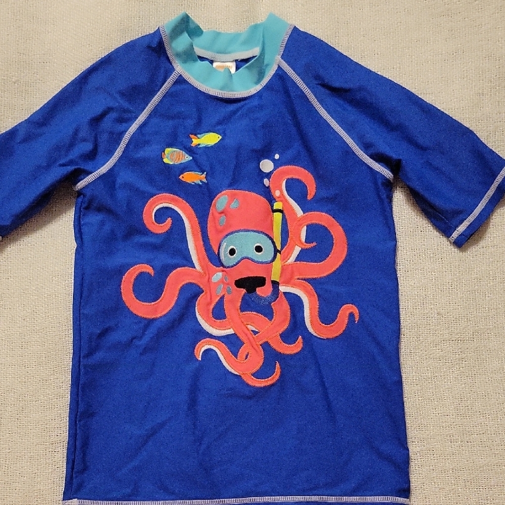 Gymboree Blue and Orange Rashguard with Playful Octopus Design